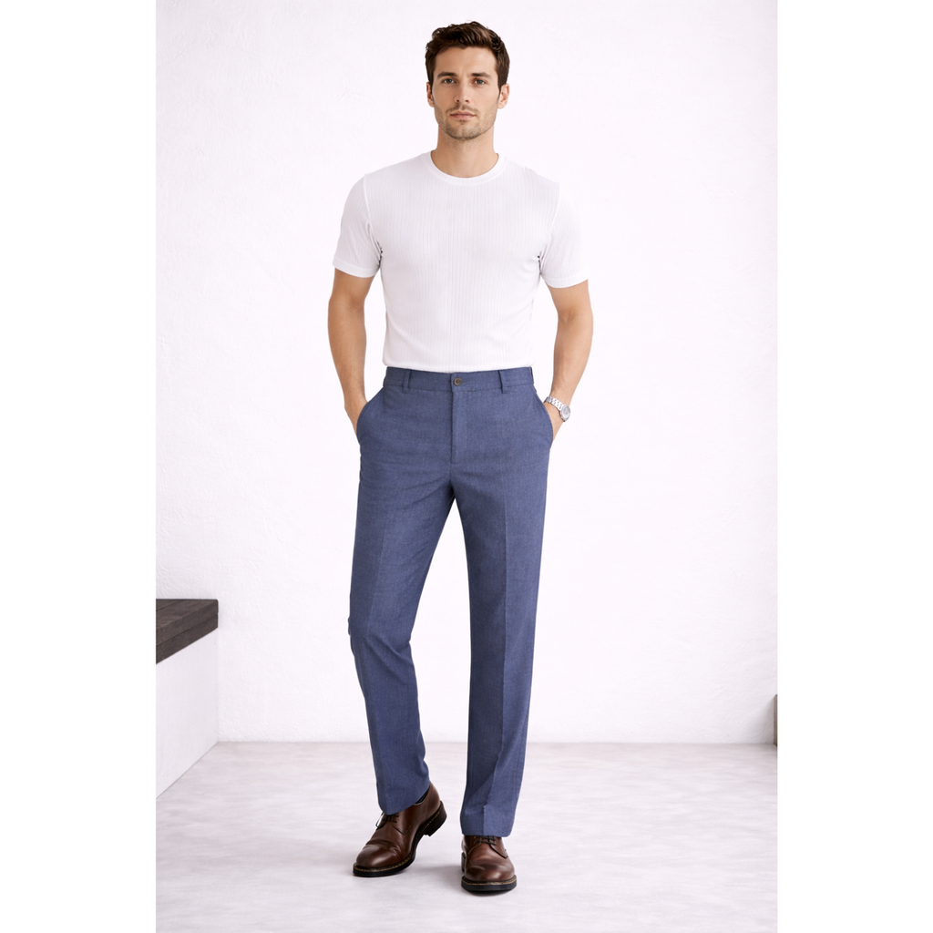 Ash Blue Linen Cotton Pant