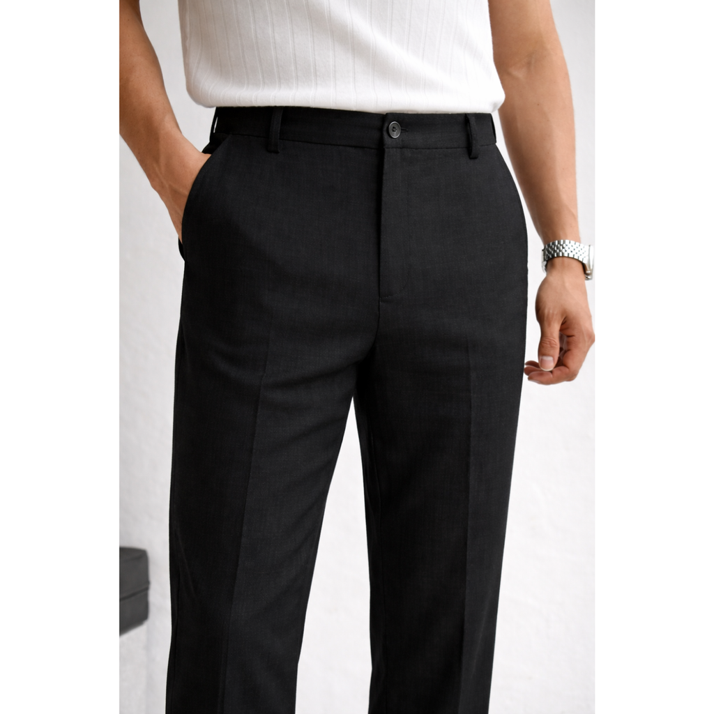 Solid Black Linen Cotton Pant