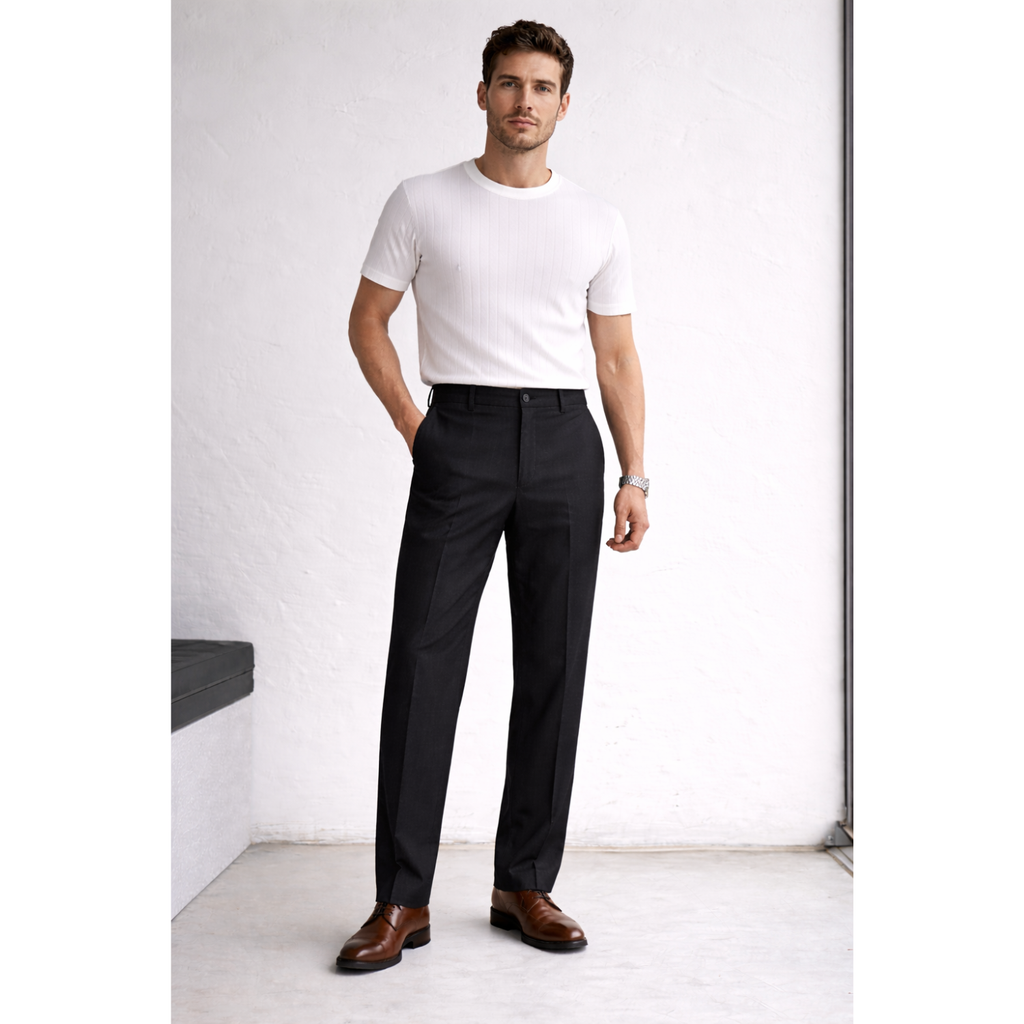 Solid Black Linen Cotton Pant
