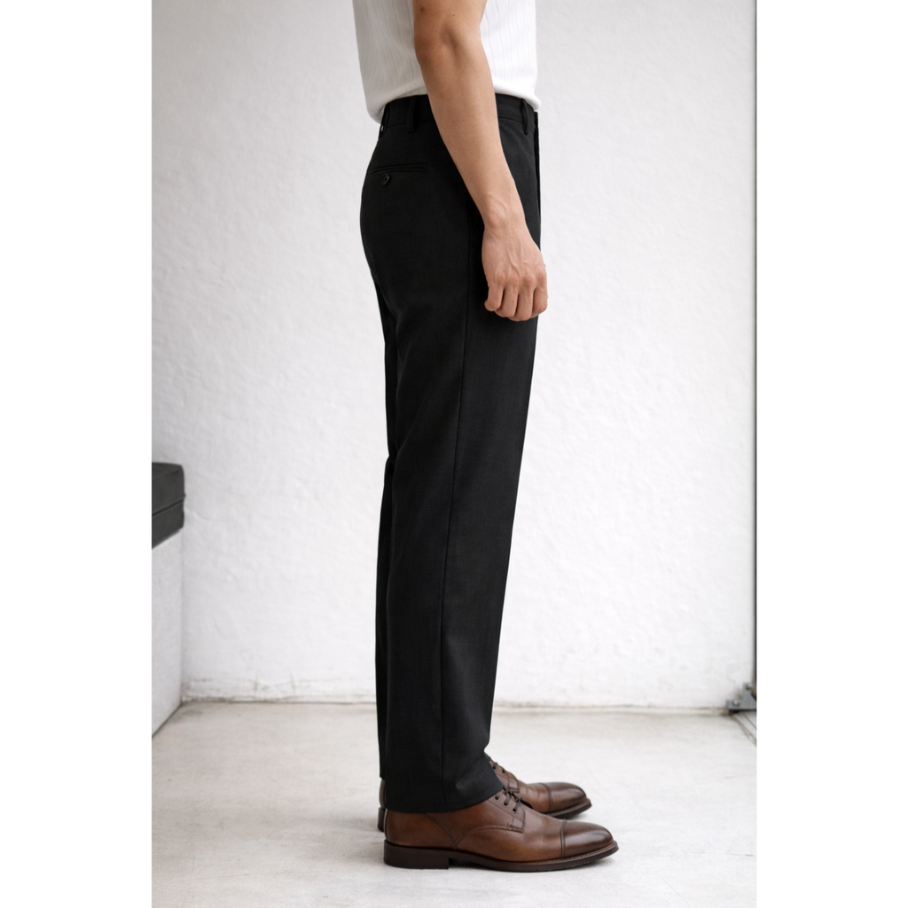 Solid Black Linen Cotton Pant