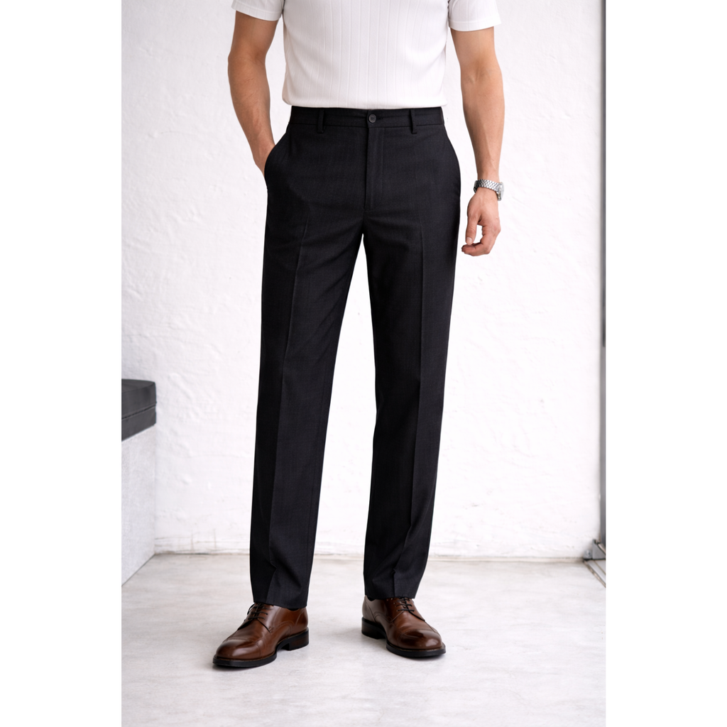 Solid Black Linen Cotton Pant