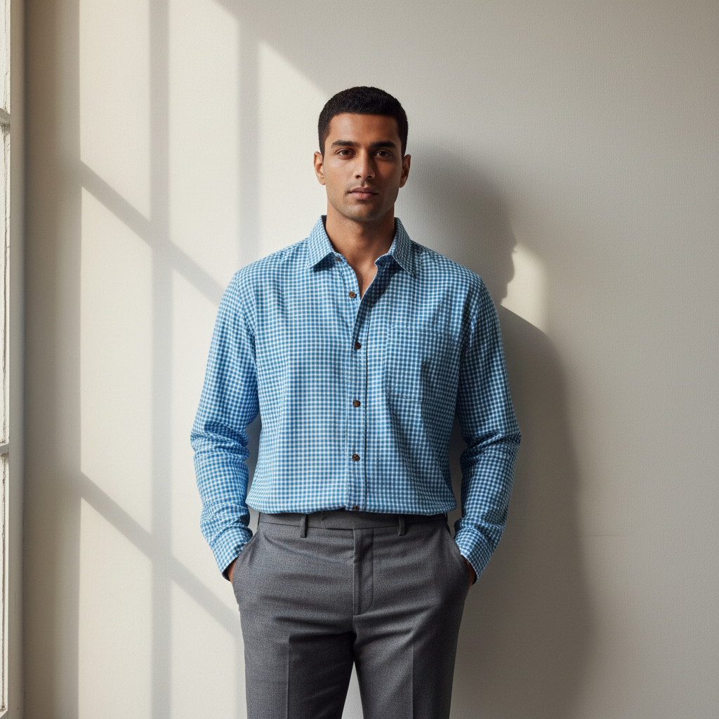 Blue Mini Checks Shirt