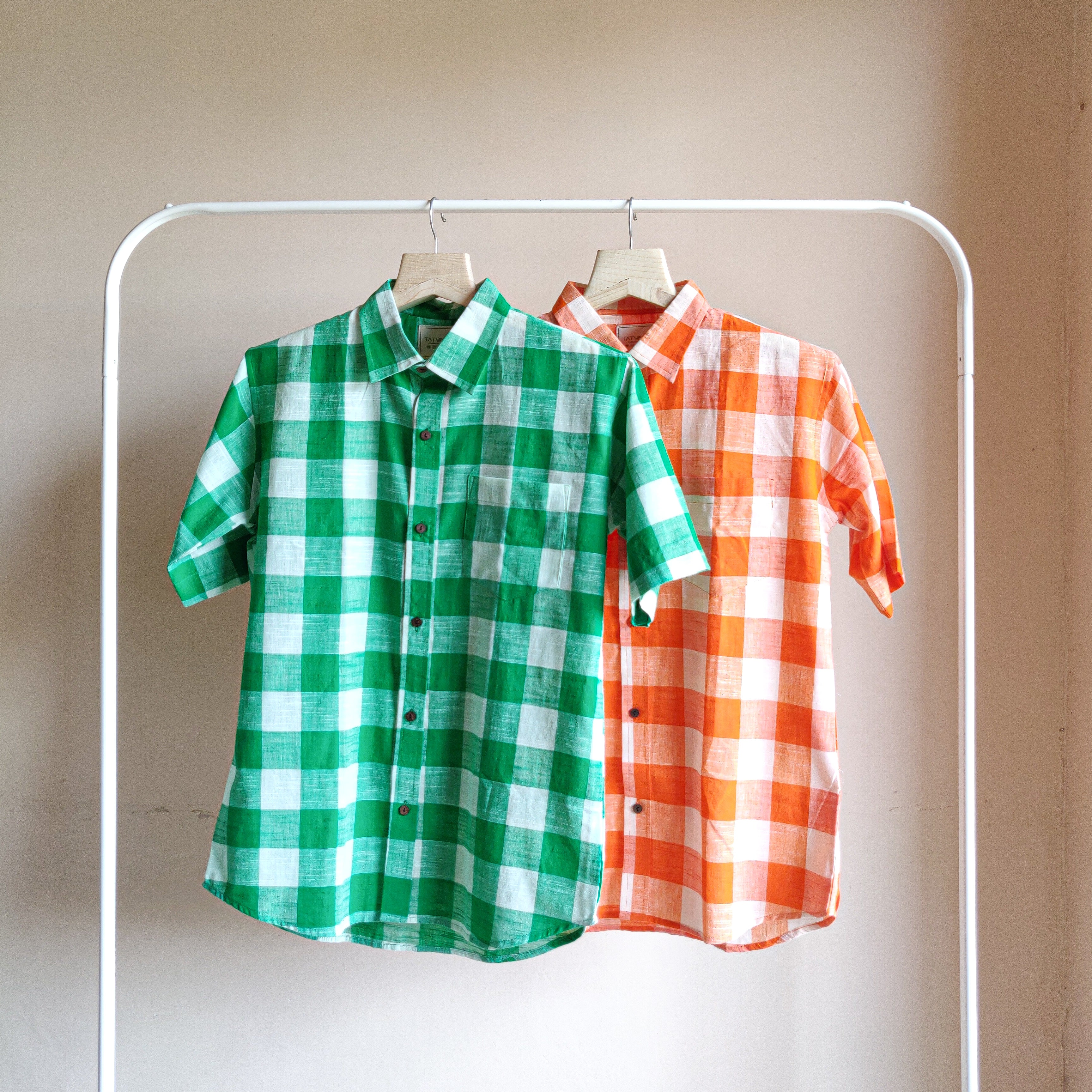 Orange Big Checks Shirt