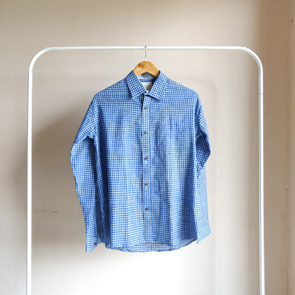 Dark Blue Mini Checks Shirt