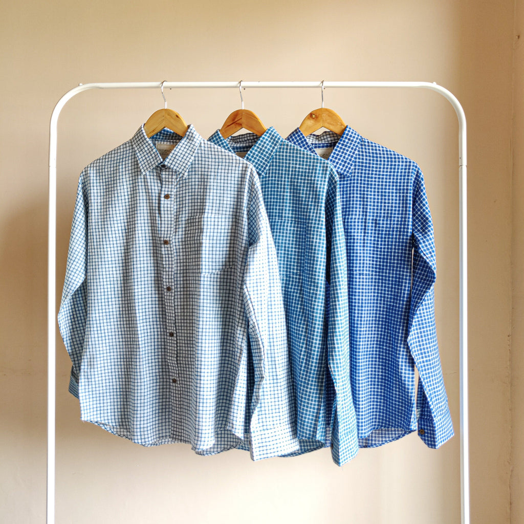 Dark Blue Mini Checks Shirt