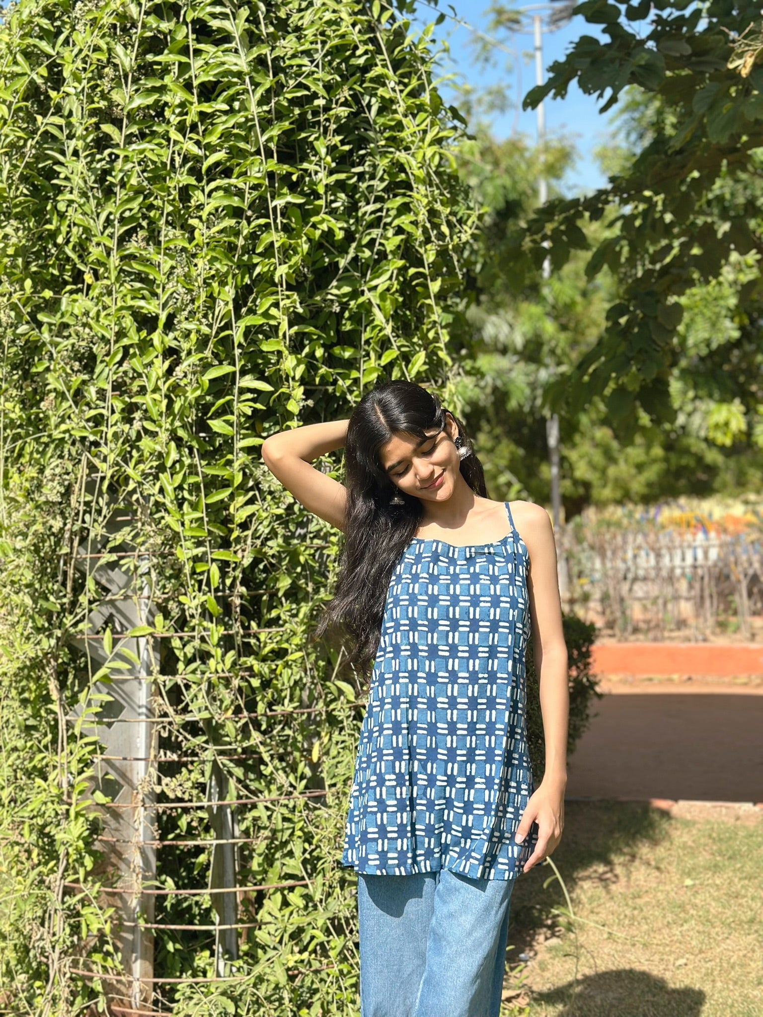Indigo Checks Top