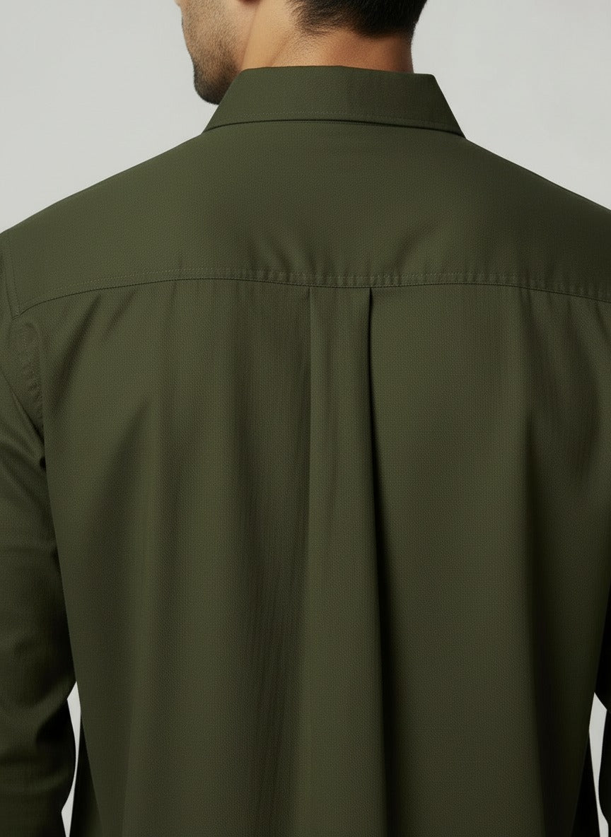 Olive Green Cotton Short Kurta