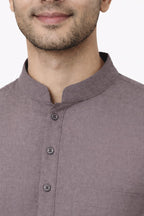 Earth Brown Cotton Short Kurta