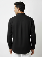 Classic Black Cotton Short Kurta