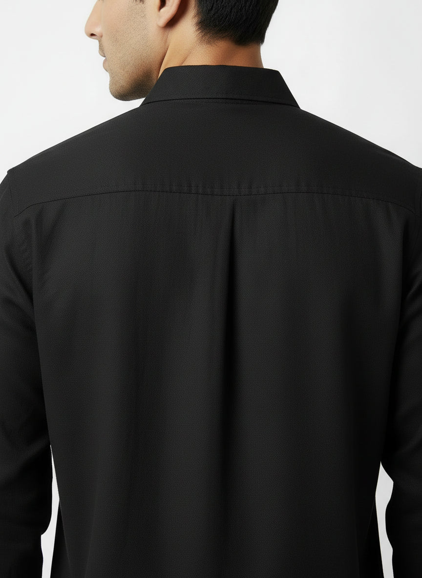 Classic Black Cotton Short Kurta