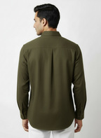 Olive Green Cotton Short Kurta