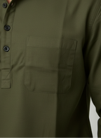 Olive Green Cotton Short Kurta
