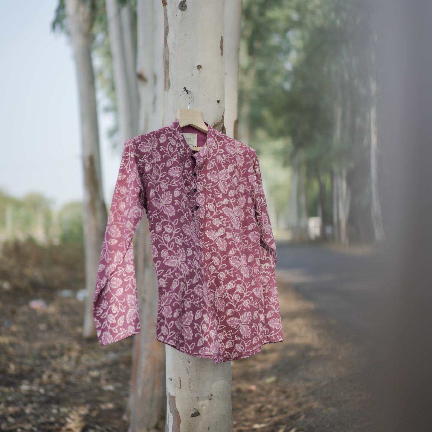 Purple Leaf Flower Short Kurta