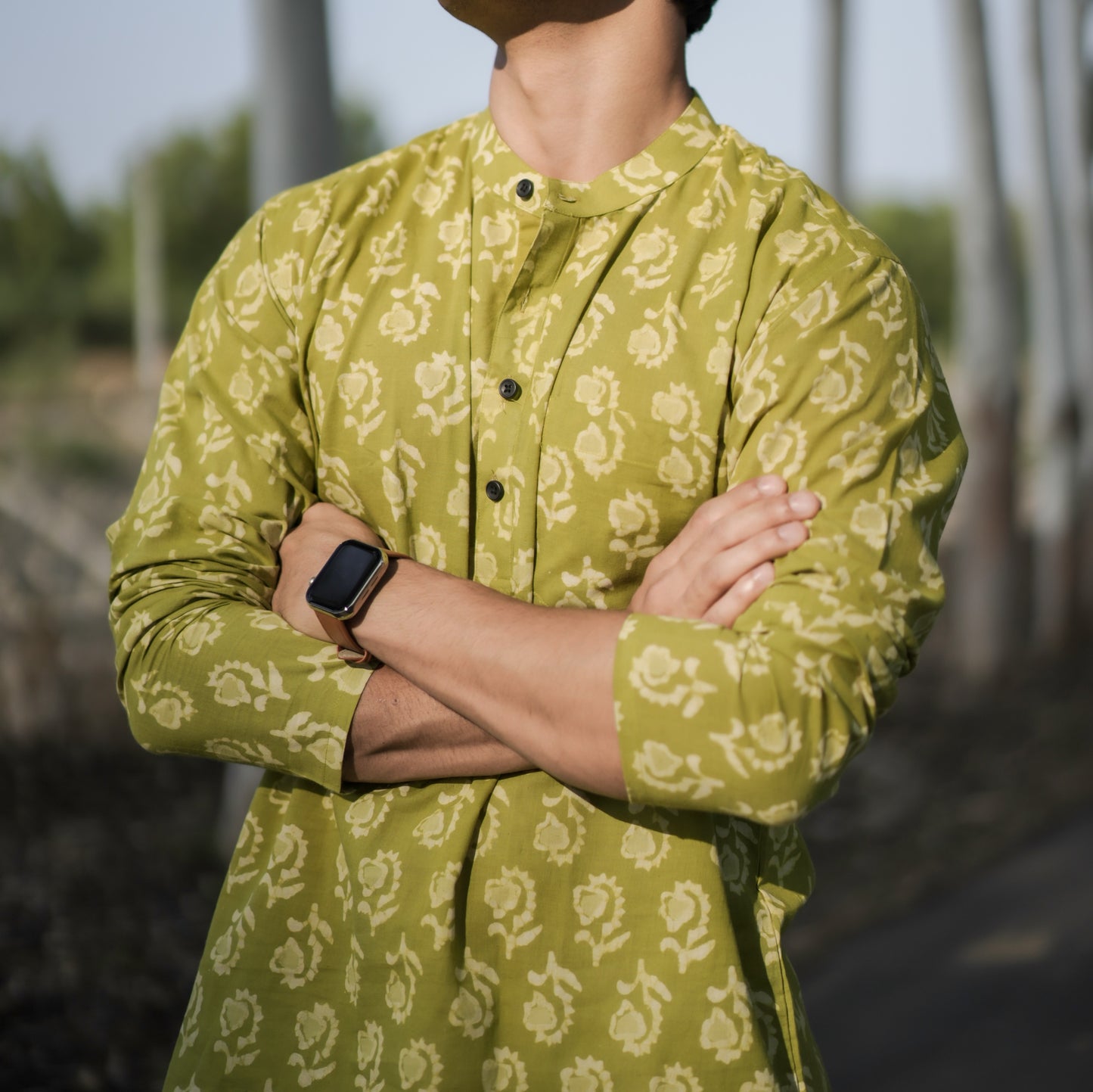 Green Flower Short Kurta