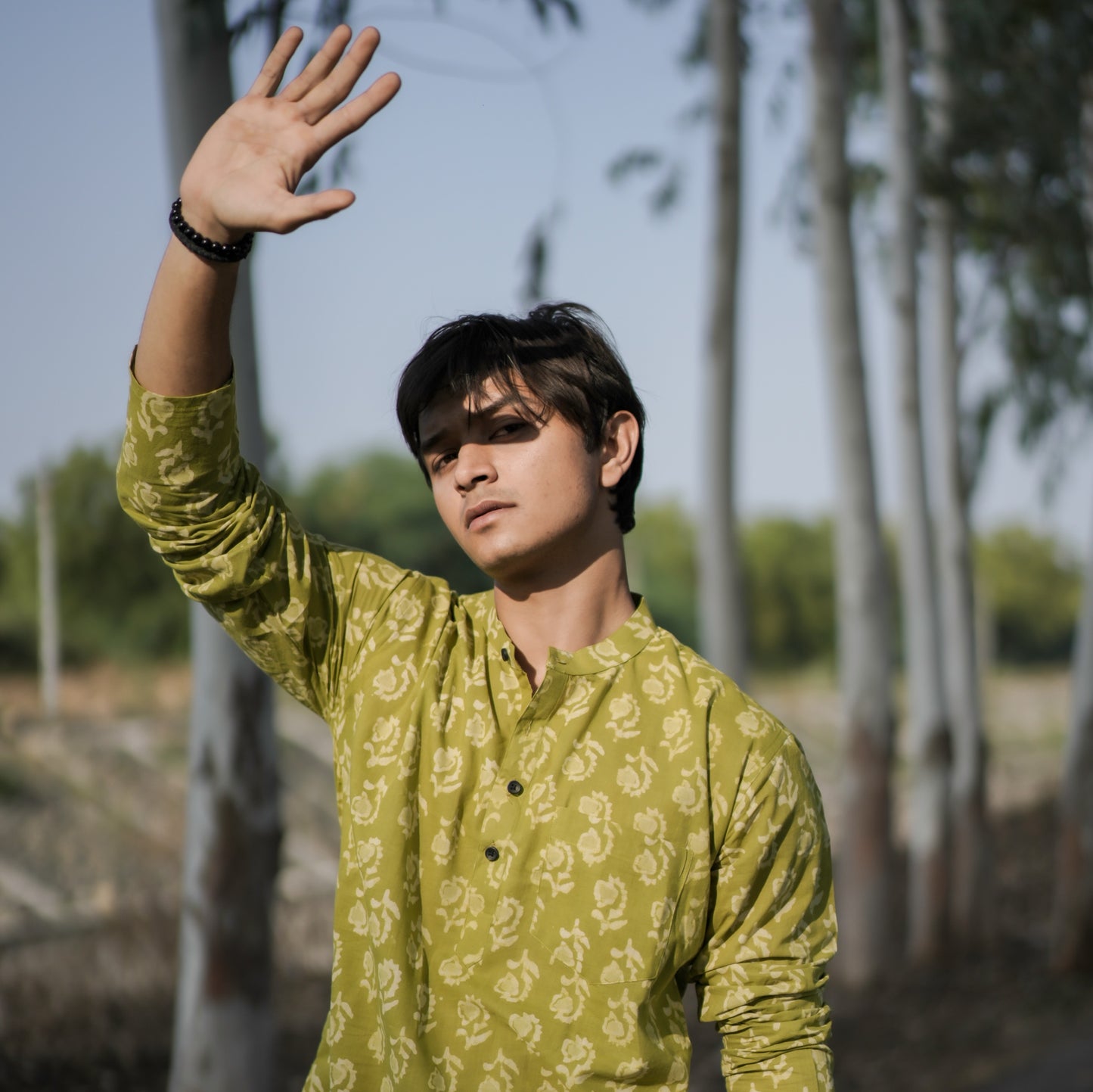 Green Flower Short Kurta