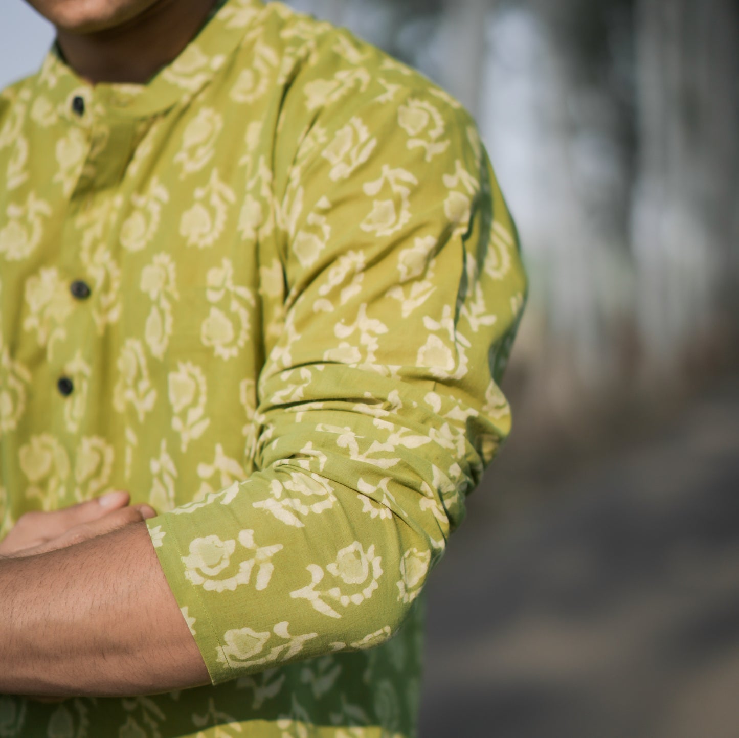 Green Flower Short Kurta