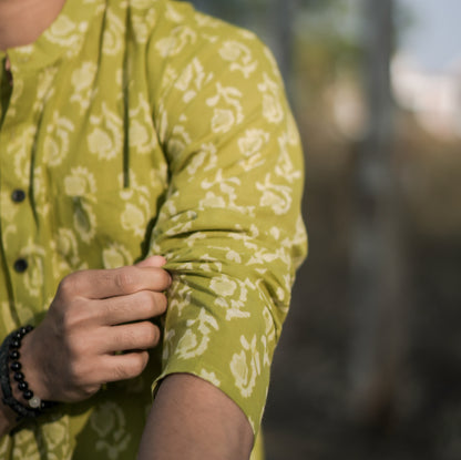 Green Flower Short Kurta