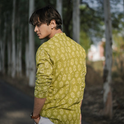 Green Flower Short Kurta