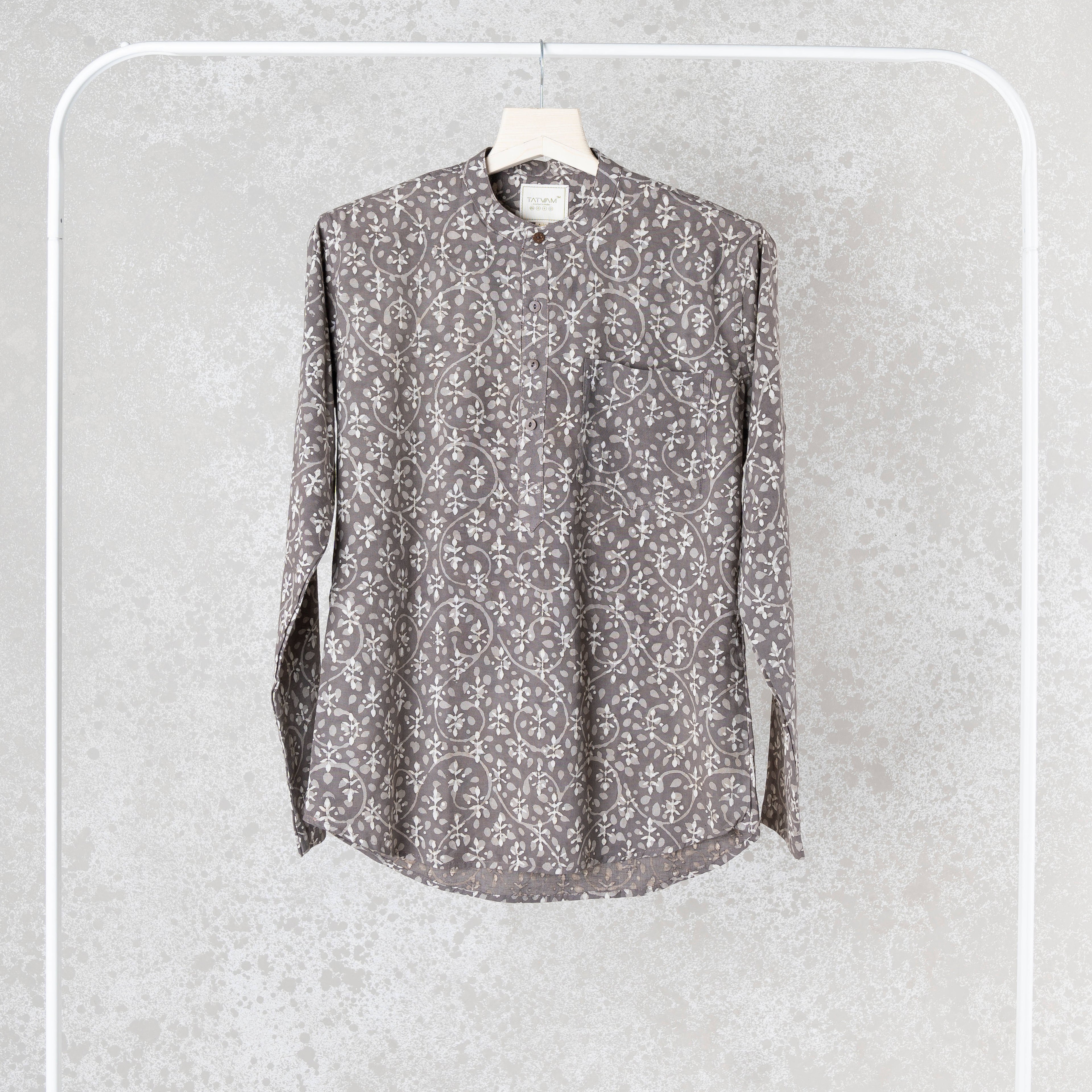 Brown Mini Flowers Short Kurta