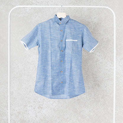 Dark Blue Khadi Slub Shirt