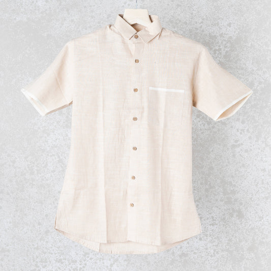 Beige Khadi Slub Shirt